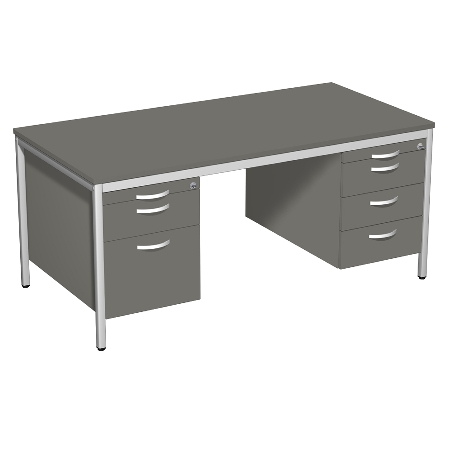 Geramöbel 522114 Schreibtisch 4-Fuß ECO mit 2 Hängecontainern feste Höhe (BxTxH) 160x80x72cm Buche/Lichtgrau