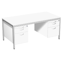Geramöbel 522114 Schreibtisch 4-Fuß ECO mit 2 Hängecontainern feste Höhe (BxTxH) 160x80x72cm Buche/Lichtgrau