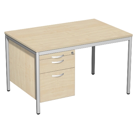 Geramöbel 522120 Schreibtisch 4-Fuß ECO mit Hängecontainer feste Höhe (BxTxH) 120x80x72cm Onyx/Lichtgrau