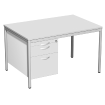 Geramöbel 522120 Schreibtisch 4-Fuß ECO mit Hängecontainer feste Höhe (BxTxH) 120x80x72cm Onyx/Lichtgrau