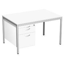Geramöbel 522120 Schreibtisch 4-Fuß ECO mit Hängecontainer feste Höhe (BxTxH) 120x80x72cm Onyx/Lichtgrau