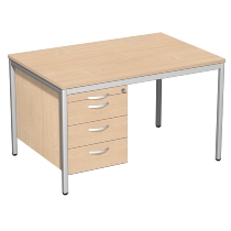 Geramöbel 522120 Schreibtisch 4-Fuß ECO mit Hängecontainer feste Höhe (BxTxH) 120x80x72cm Onyx/Lichtgrau