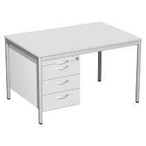 Geramöbel 522120 Schreibtisch 4-Fuß ECO mit Hängecontainer feste Höhe (BxTxH) 120x80x72cm Onyx/Lichtgrau