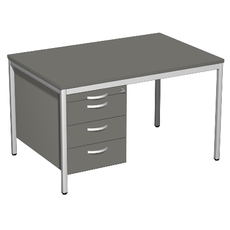 Geramöbel 522120 Schreibtisch 4-Fuß ECO mit Hängecontainer feste Höhe (BxTxH) 120x80x72cm Onyx/Lichtgrau