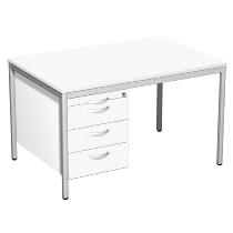 Geramöbel 522120 Schreibtisch 4-Fuß ECO mit Hängecontainer feste Höhe (BxTxH) 120x80x72cm Onyx/Lichtgrau