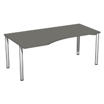 Geramöbel PC-Schreibtisch 550305 4-Fuß Flex PC rechts feste Höhe (BxTxH) 180x100x72cm Ahorn/Silber