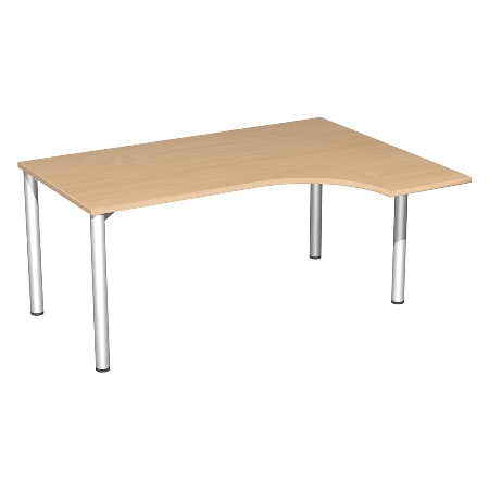 Geramöbel PC-Schreibtisch 550307 4-Fuß Flex PC rechts feste Höhe (BxTxH) 160x120x72cm Ahorn/Silber