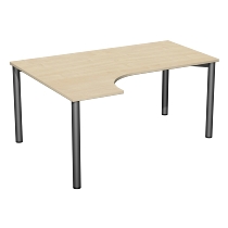 Geramöbel PC-Schreibtisch 550307 4-Fuß Flex PC rechts feste Höhe (BxTxH) 160x120x72cm Ahorn/Silber