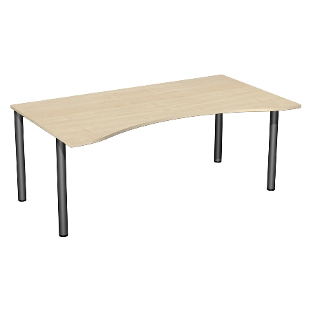 Geramöbel 550337 Schreibtisch 4-Fuß Flex ERGOform feste Höhe (BxTxH) 180x100x72cm Ahorn/Silber 