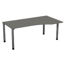 Geramöbel PC-Schreibtisch 555305 4-Fuß Flex PC rechts höhenverstellbar 68-80cm (BxT) 180x100cm Lichtgrau/Anthrazit