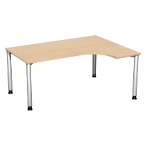 Geramöbel PC-Schreibtisch 555307 4-Fuß Flex PC rechts höhenverstellbar 68-80cm (BxT) 160x120cm Lichtgrau/Anthrazit