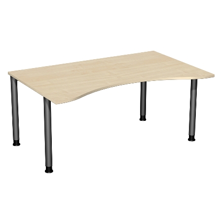 Geramöbel 555337 Schreibtisch 4-Fuß Flex ERGOform höhenverstellbar 68-82cm (BxT) 180x100cm Lichtgrau/Anthrazit