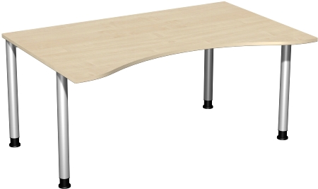 Geramöbel 555337 Schreibtisch 4-Fuß Flex ERGOform höhenverstellbar 68-82cm (BxT) 180x100cm Lichtgrau/Anthrazit