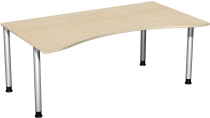 Geramöbel 555337 Schreibtisch 4-Fuß Flex ERGOform höhenverstellbar 68-82cm (BxT) 180x100cm Ahorn/Silber