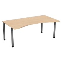 Geramöbel 555337 Schreibtisch 4-Fuß Flex ERGOform höhenverstellbar 68-82cm (BxT) 180x100cm Lichtgrau/Anthrazit