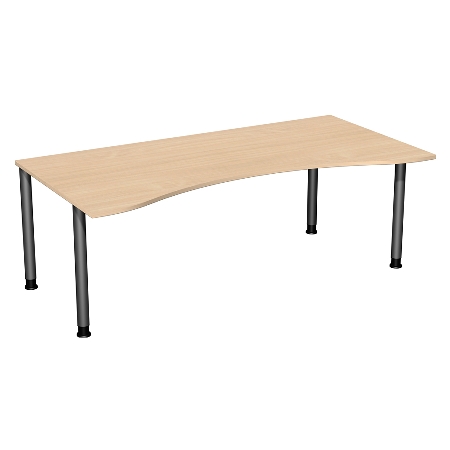 Geramöbel 555337 Schreibtisch 4-Fuß Flex ERGOform höhenverstellbar 68-82cm (BxT) 180x100cm Lichtgrau/Anthrazit