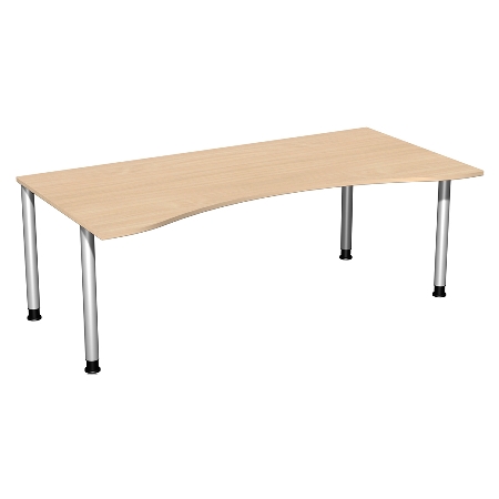 Geramöbel 555337 Schreibtisch 4-Fuß Flex ERGOform höhenverstellbar 68-82cm (BxT) 180x100cm Lichtgrau/Anthrazit