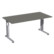 Geramöbel Schreibtisch 617103 C-Fuß Flex höhenverstellbar 68-82cm (BxT) 160x80cm Onyx/Silber