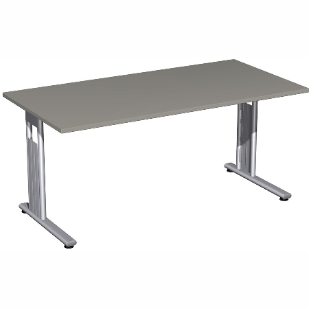Geramöbel Schreibtisch 618103-AS C-Fuß Flex feste Höhe (BxTxH) 160 x 80 x 72cm Ahorn/Silber