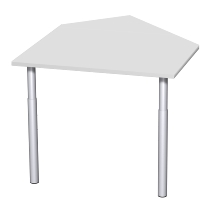 Geramöbel 647005 Datenanbautisch links mit Stützfüßen (BxTxH) 1060x1225x680-820mm Lichtgrau/Silber