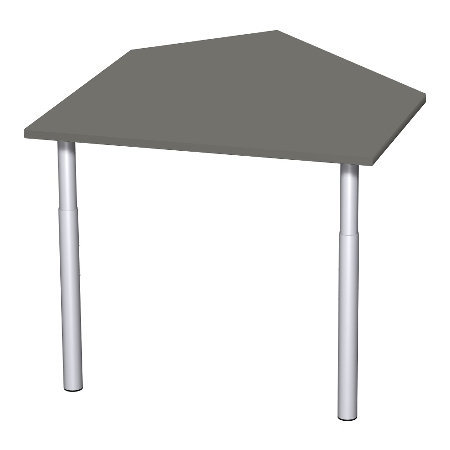 Geramöbel 647005 Datenanbautisch links mit Stützfüßen (BxTxH) 1060x1225x680-820mm Lichtgrau/Silber