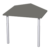 Geramöbel 647005 Datenanbautisch links mit Stützfüßen (BxTxH) 1060x1225x680-820mm Lichtgrau/Silber