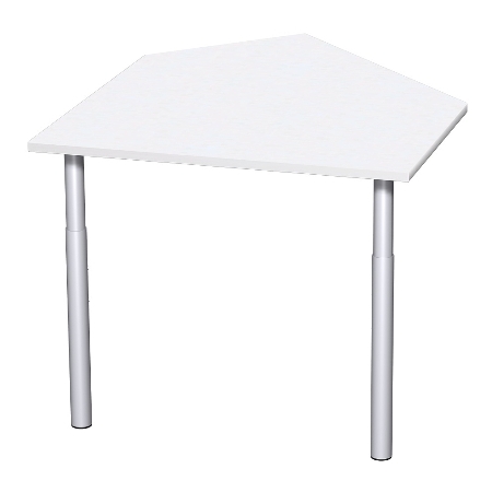 Geramöbel 647005 Datenanbautisch links mit Stützfüßen (BxTxH) 1060x1225x680-820mm Lichtgrau/Silber