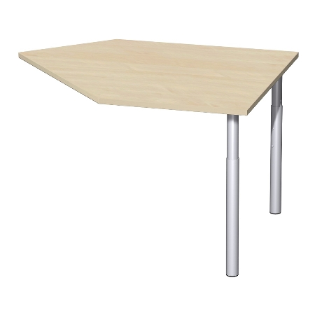 Geramöbel 647005 Datenanbautisch links mit Stützfüßen (BxTxH) 1060x1225x680-820mm Lichtgrau/Silber