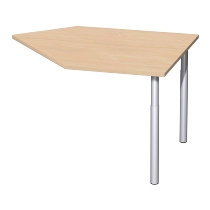Geramöbel 647005 Datenanbautisch links mit Stützfüßen (BxTxH) 1060x1225x680-820mm Lichtgrau/Silber