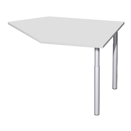 Geramöbel 647005 Datenanbautisch links mit Stützfüßen (BxTxH) 1060x1225x680-820mm Lichtgrau/Silber