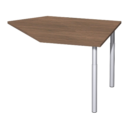 Geramöbel 647005 Datenanbautisch links mit Stützfüßen (BxTxH) 1060x1225x680-820mm Lichtgrau/Silber