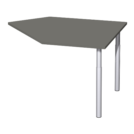 Geramöbel 647005 Datenanbautisch links mit Stützfüßen (BxTxH) 1060x1225x680-820mm Lichtgrau/Silber