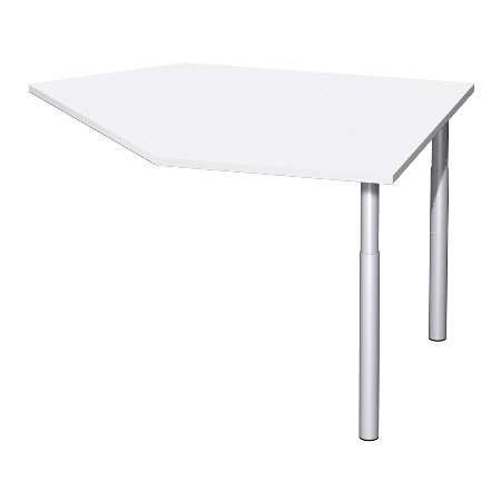 Geramöbel 647005 Datenanbautisch links mit Stützfüßen (BxTxH) 1060x1225x680-820mm Lichtgrau/Silber