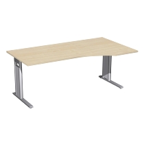 Geramöbel Schreibtisch 647311 C-Fuß PRO PC rechts höhenverstellbar 68-82cm (BxT) 160x100cm Nussbaum/Silber