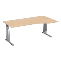 Geramöbel Schreibtisch 647311 C-Fuß PRO PC rechts höhenverstellbar 68-82cm (BxT) 160x100cm Nussbaum/Silber