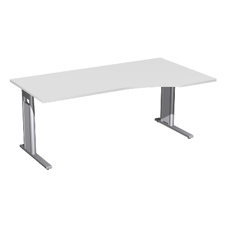 Geramöbel Schreibtisch 647311 C-Fuß PRO PC rechts höhenverstellbar 68-82cm (BxT) 160x100cm Nussbaum/Silber