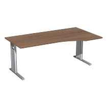 Geramöbel Schreibtisch 647311 C-Fuß PRO PC rechts höhenverstellbar 68-82cm (BxT) 160x100cm Nussbaum/Silber