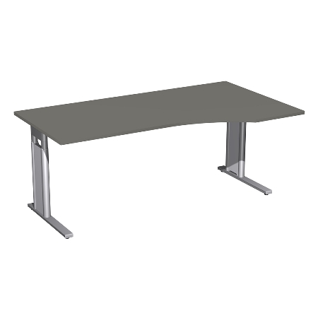 Geramöbel Schreibtisch 647311 C-Fuß PRO PC rechts höhenverstellbar 68-82cm (BxT) 160x100cm Nussbaum/Silber
