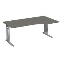 Geramöbel Schreibtisch 647311 C-Fuß PRO PC rechts höhenverstellbar 68-82cm (BxT) 160x100cm Nussbaum/Silber
