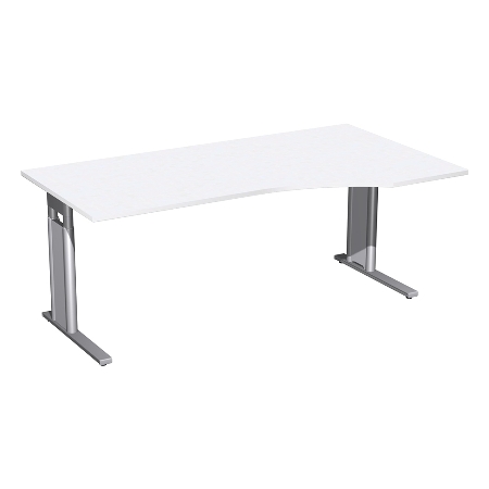 Geramöbel Schreibtisch 647311 C-Fuß PRO PC rechts höhenverstellbar 68-82cm (BxT) 160x100cm Nussbaum/Silber