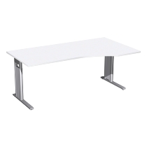 Geramöbel Schreibtisch 647311 C-Fuß PRO PC rechts höhenverstellbar 68-82cm (BxT) 160x100cm Nussbaum/Silber