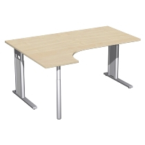Geramöbel Schreibtisch 647324 C-Fuß PRO PC links höhenverstellbar 68-82cm (BxT) 180x120cm Onyx/Silber
