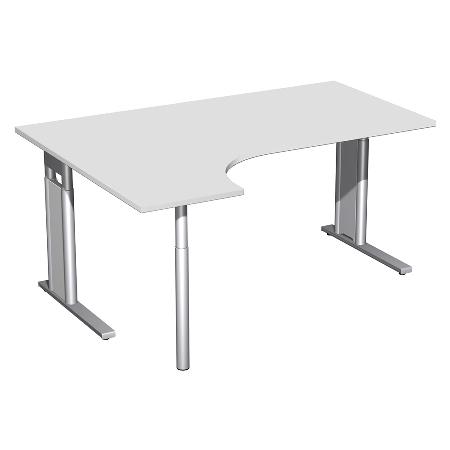 Geramöbel Schreibtisch 647324 C-Fuß PRO PC links höhenverstellbar 68-82cm (BxT) 180x120cm Onyx/Silber