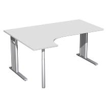 Geramöbel Schreibtisch 647324 C-Fuß PRO PC links höhenverstellbar 68-82cm (BxT) 180x120cm Onyx/Silber