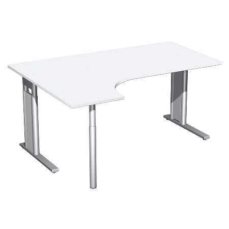 Geramöbel Schreibtisch 647324 C-Fuß PRO PC links höhenverstellbar 68-82cm (BxT) 180x120cm Onyx/Silber