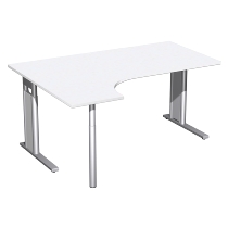 Geramöbel Schreibtisch 647324 C-Fuß PRO PC links höhenverstellbar 68-82cm (BxT) 180x120cm Onyx/Silber
