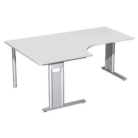 Geramöbel Schreibtisch 647310 C-Fuß PRO PC links höhenverstellbar 68-82cm (BxT) 180x120/80cm Nussbaum/Silber