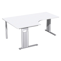 Geramöbel Schreibtisch 647310 C-Fuß PRO PC links höhenverstellbar 68-82cm (BxT) 180x120/80cm Nussbaum/Silber