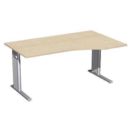 Geramöbel Schreibtisch 647311 C-Fuß PRO PC rechts höhenverstellbar 68-82cm (BxT) 160x100cm Nussbaum/Silber