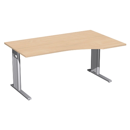 Geramöbel Schreibtisch 647311 C-Fuß PRO PC rechts höhenverstellbar 68-82cm (BxT) 160x100cm Nussbaum/Silber